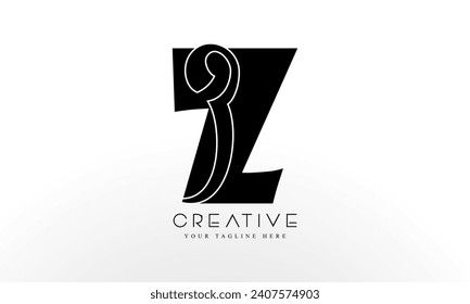 Initial Z Letter Logo Design and Cutted Serif Font.