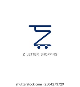 Initial z Letter with Shopping Bag Icon for Online Shop, Online Store Logo Idea Vector Template
