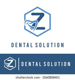 Initial Z Letter with Smile for Dental Clinic Business logo Concept. Teeth Care. Dentist Orthodontist Health Care Medical Modern Logo Template