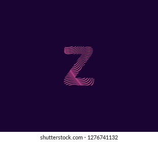 Initial Z letter typography abstract dinamic grunge stripes wavy effect monogram logotype