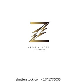 Initial Z letter Unique attractive creative modern luxury beauty flourish thunder lightning ornament black white monogram logo. design vector logotype.