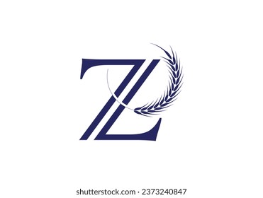 Initial Z Letter with Wheat Grain for Bakery, Bread, Cake, Café, Pastry, Healthy Food, Cafeteria, Home Industries Business Logo Vector Idea