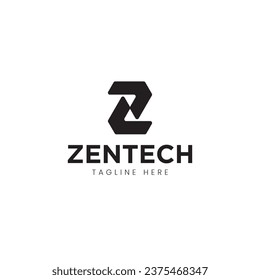 Initial Z Letter Zentech logo design