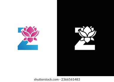 Initial Z lily flower logo. Letter Z vector alphabet with lily flower. ABC concept type as logo. Typography design