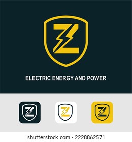 Initial Z Logo with Bolt Lighting for Energy, Electrical and Power Company Service Business Logo Template