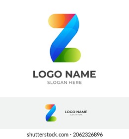 initial Z logo concept with 3d colorful style