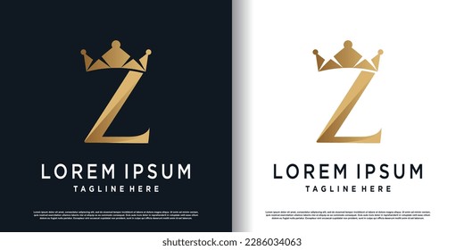 initial z logo design with crown element concept premium vector