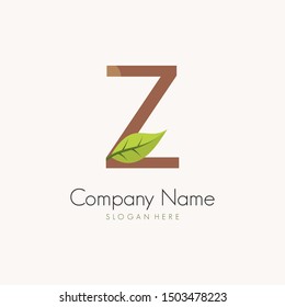 Initial Z logo design with nature flat style