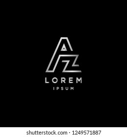 Initial A Z logo Design Template Vector with silver color