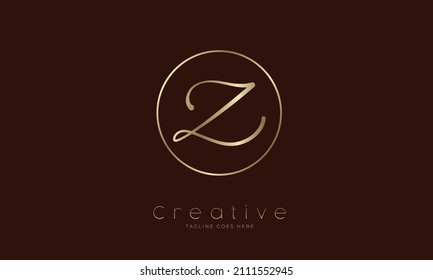 Logo inicial Z. letra dibujada a mano Z en círculo con color oro. utilizable para empresas. logotipos personales y de empresa. ilustración vectorial