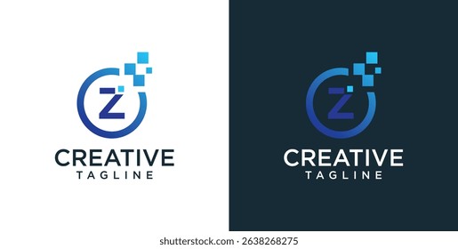 initial Z logo icon digital technology