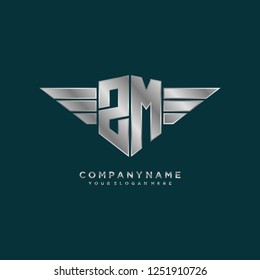 Initial Z M wing logo template vector