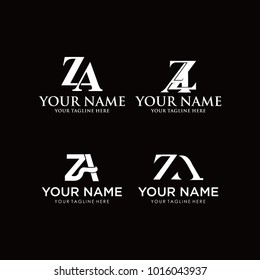 Initial Z & A minimalist logo template vector set