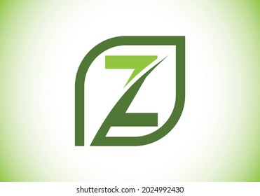 Initial Z monogram alphabet with abstract leaf. Eco-friendly logo concept. Font emblem. Modern vector logo for ecological business and company identity