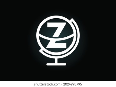Alfabeto monograma Z inicial con emblema del globo terrestre. Plantilla vectorial de diseño de logotipo de globo. emblema de letra. Logo para negocios de comunicación e identidad de la empresa