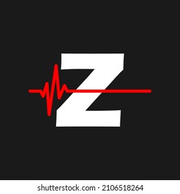 Initial z monogram alphabet with health Pulse. Heartbeat logo icon design vector. Font emblem. Logo for medical or health business, and company identity