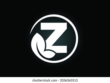 Initial Z monogram alphabet with leaf. Eco-friendly logo concept. Font emblem. Modern vector logo for ecological business and company identity