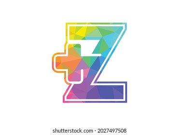 Initial Z monogram alphabet with a plus logo sign. Low poly art style. Font emblem. Modern vector logo for medical or health business, and company identity