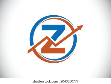 Initial Z monogram alphabet symbol design incorporated with the arrow. Financial or success logo concept. Font emblem. Logo for accounting business and company identity