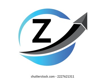 Initial Z monogram alphabet symbol design incorporated with the arrow. Financial or success logo concept.
