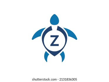 Initial Z monogram alphabet with Turtle. turtle logo design vector template. Font emblem. Modern vector logo for business and company identity
