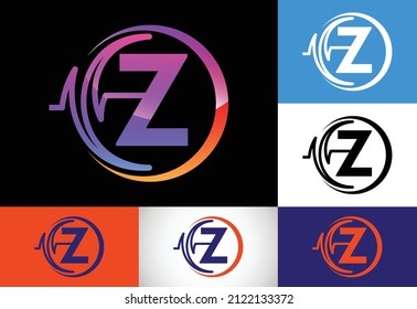 Initial Z monogram with health Pulse. Heartbeat logo design. Logo for medical or health business