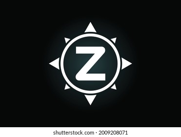 Alfabeto monograma Z inicial en una brújula. emblema de letra. Símbolo del logotipo de la brújula. Diseño de logotipo vectorial moderno para identidad empresarial y de empresa.