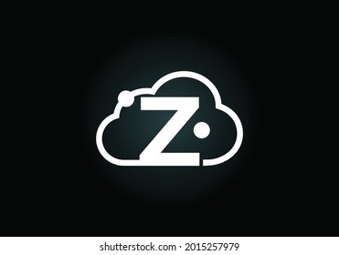 Initial Z monogram letter alphabet with the cloud. Cloud computing provider service logo. Modern cloud technology vector logo design for business, and company identity.