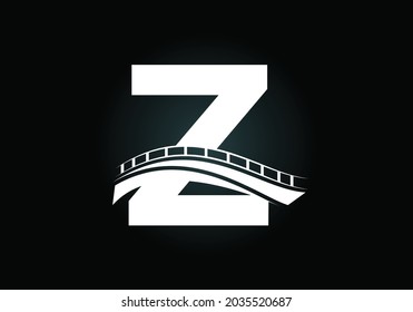 Initial Z monogram letter alphabet with bridge sign. Abstract bridge logo design template. Modern vector logo for construction business and company identity.