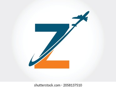Initial Z monogram letter alphabet with a travel logo design. Font emblem. Modern vector logotype for business and company identity.