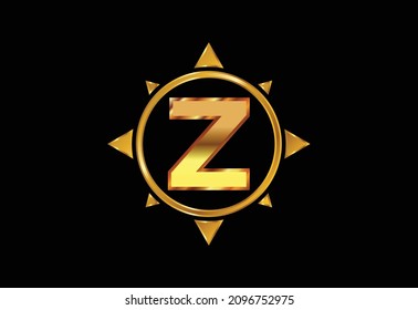 Initial Z monogram letter alphabet in a compass. Font emblem. Compass logo sign symbol. Modern vector logo design for business and company identity.