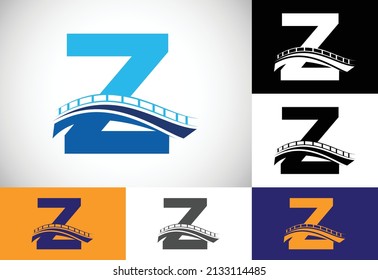 Alfabeto monograma Z inicial con signo de puente. Plantilla de diseño del logotipo del puente abstracto. Logo vectorial moderno para el negocio de la construcción y la identidad de la empresa.