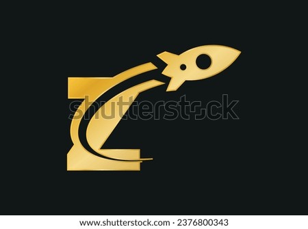 Initial Z monogram letter alphabet with a Rocket logo design. Rocket icon. Font emblem. Modern vector logotype for business and company identity.