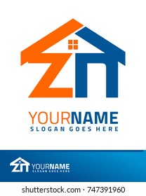 Initial Z & N real estate logo template vector