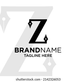 Initial Z Pen Logo Design Template Inspiration, Vector Illustration.