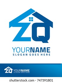 Initial Z & Q real estate logo template vector