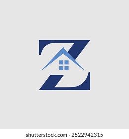 inicial Z com ícone de telhado, Letra Z design de logotipo imobiliário