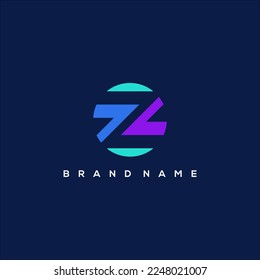 Vector de diseño de logotipo de tecnología geométrica de forma Z inicial