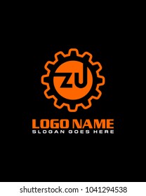 Initial Z & U gear logo template vector
