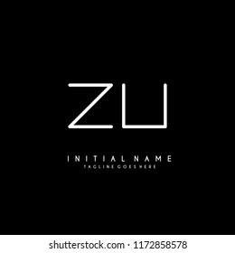 Initial Z U minimalist modern logo identity vector