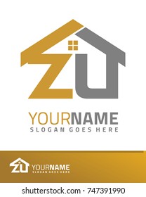 Initial Z & U real estate logo template vector