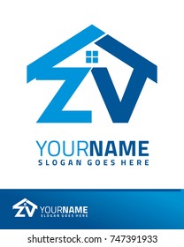 Initial Z & V real estate logo template vector