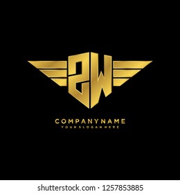 Initial Z W wing logo template vector