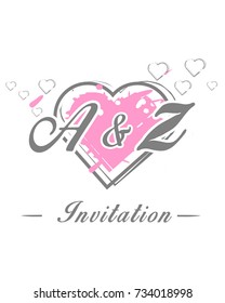 Initial A & Z wedding invitation logo template vector