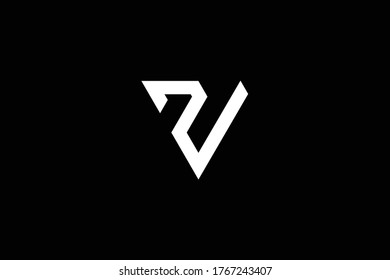 Initial Z ZV VZ modern monogram and elegant logo design, Professional Letters Vector Icon Logo on black background.
