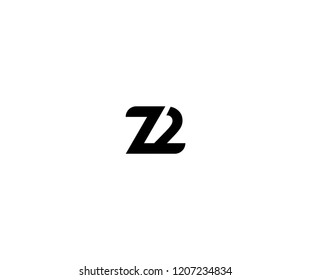 Initial Z2 Letter Linked Simple Flat Modern Monogram Logo