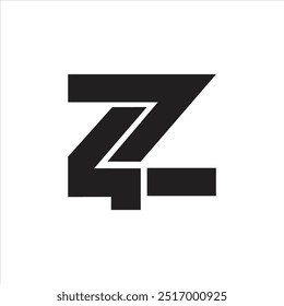 Initial Z4 or 4z letter and number logo icon, negative space, modern branding design