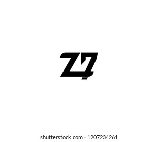 Initial Z7 Letter Linked Simple Flat Modern Monogram Logo