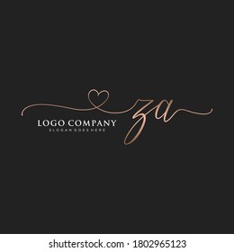 Initial ZA beauty monogram and elegant logo design, handwriting logo of initial signature, wedding, fashion, floral and botanical with creative template.