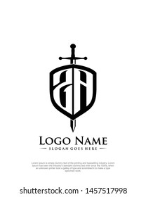 initial ZA letter with shield style logo template vector
